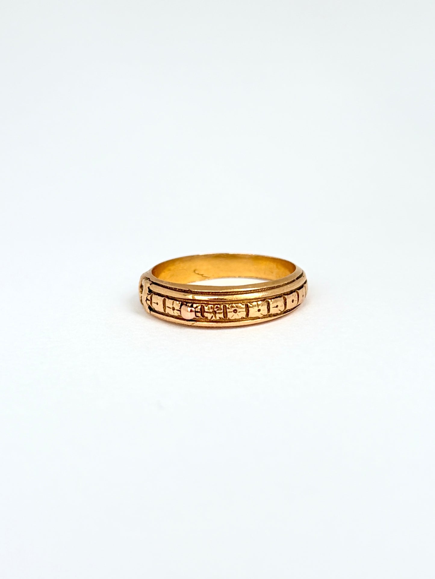 Victorian, 18ct Gold, Engraved Wedding / Stacking Band, Hallmarked, Birmingham 1876