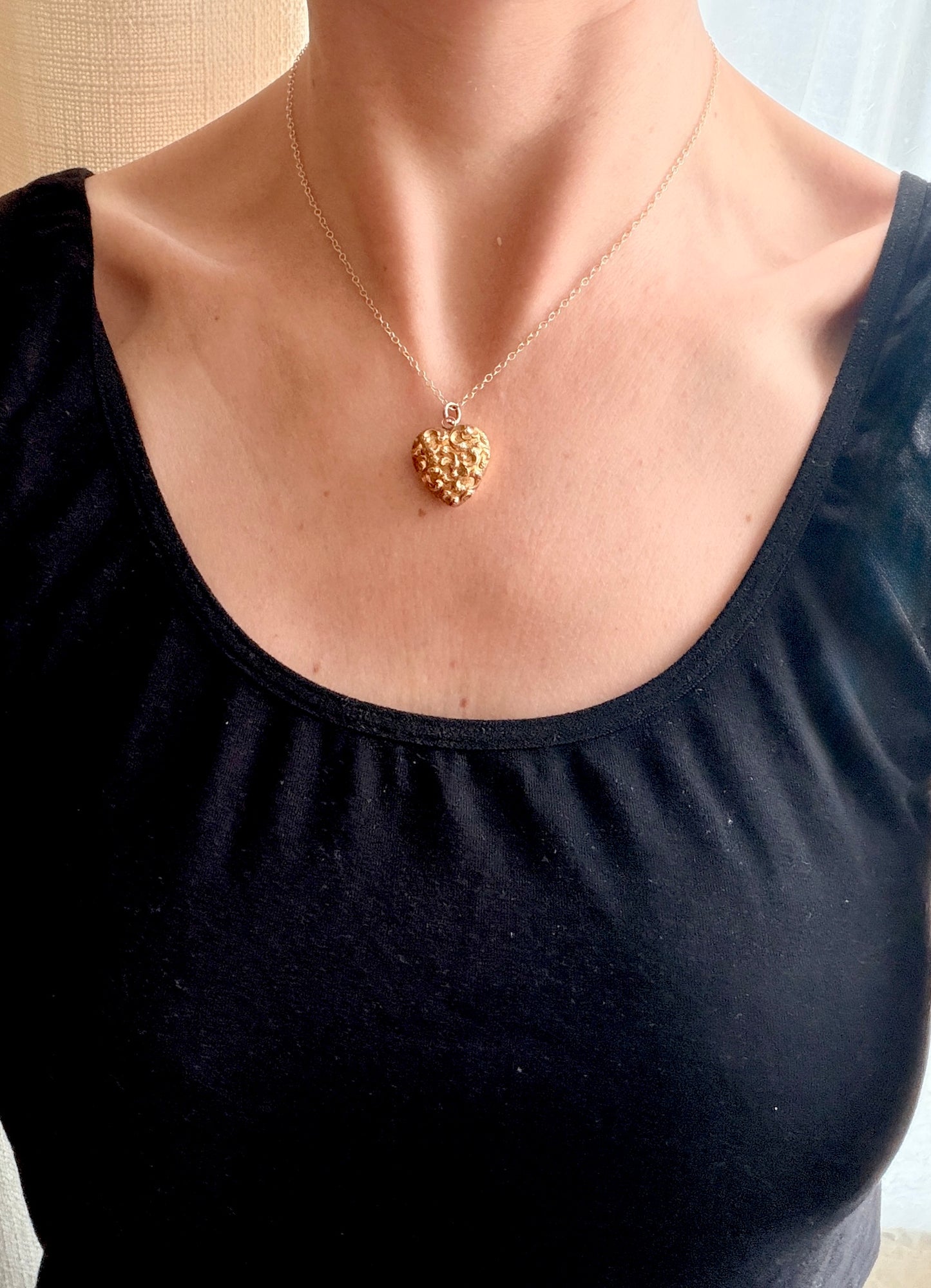 Victorian, 15ct Gold, Chased Heart Pendant with locket back