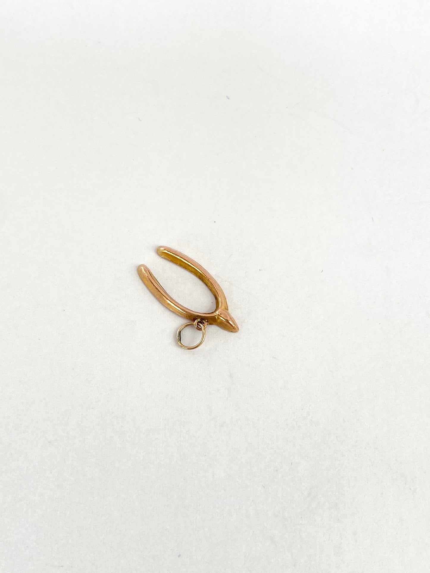 Vintage, (1920s) 9ct Gold Wishbone Charm/Pendant with Chain