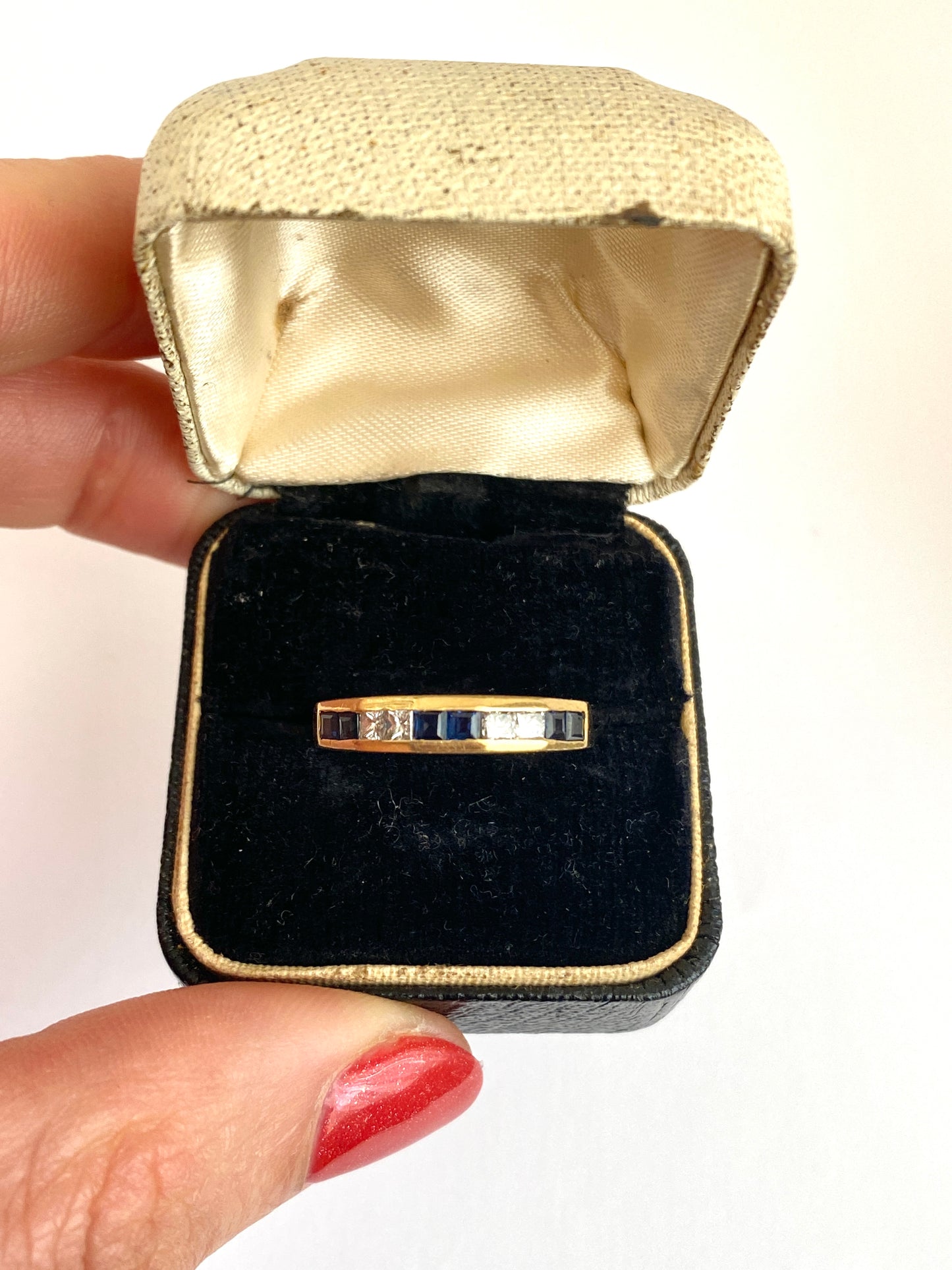 VIntage, Art Deco, 18ct Gold, Sapphire and Diamond Stacking Ring