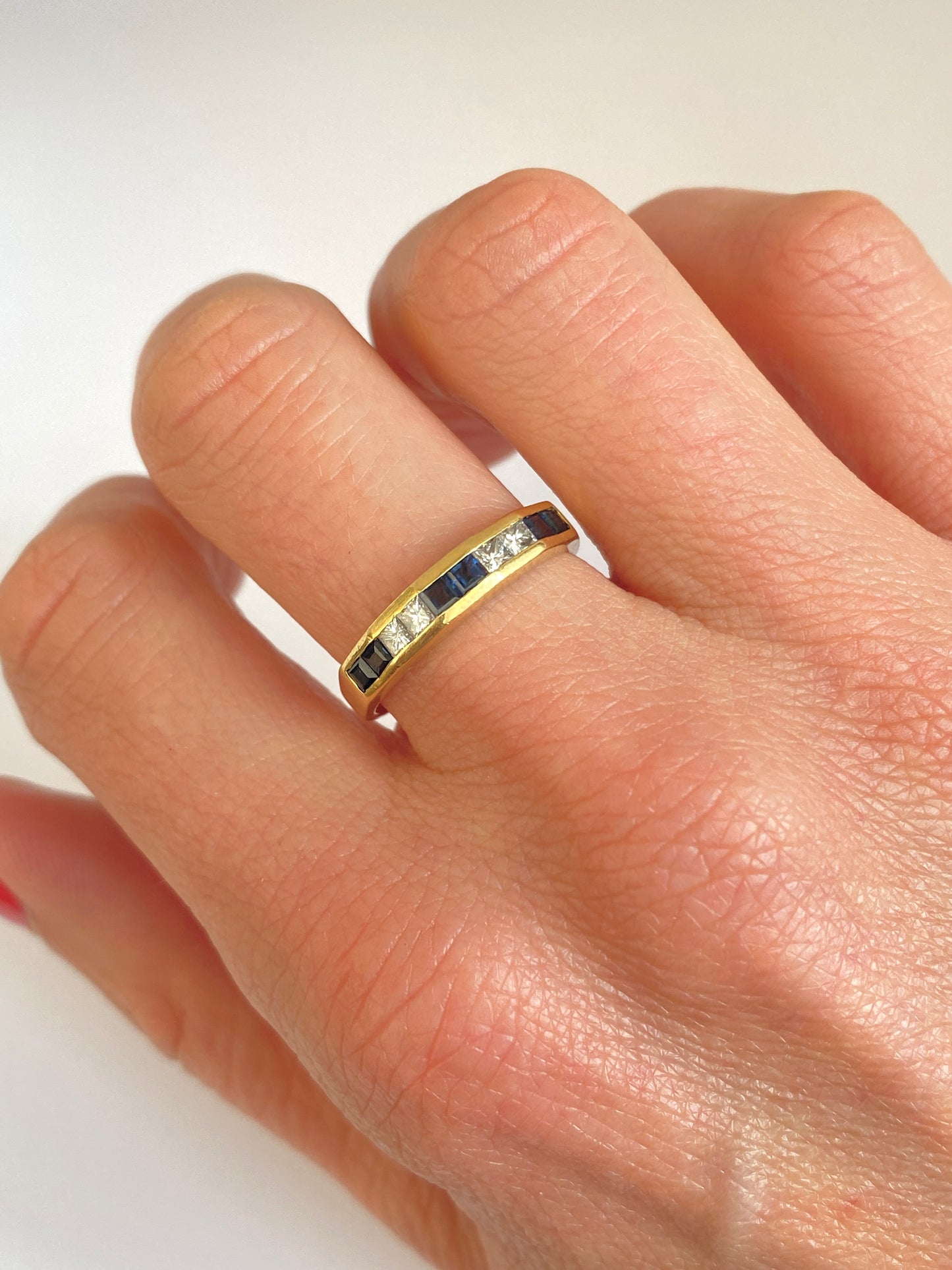 VIntage, Art Deco, 18ct Gold, Sapphire and Diamond Stacking Ring