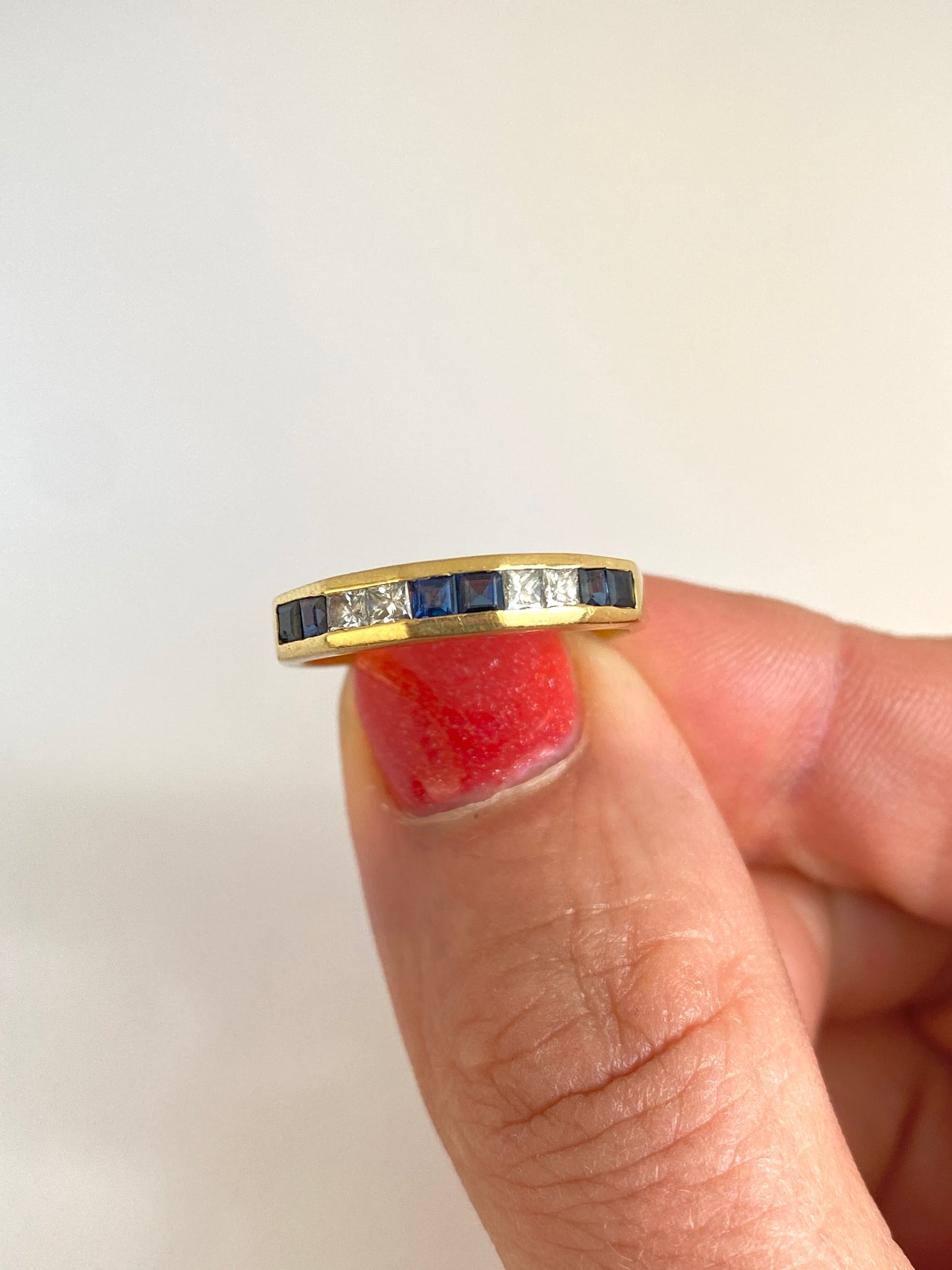 VIntage, Art Deco, 18ct Gold, Sapphire and Diamond Stacking Ring