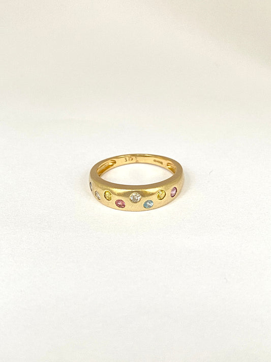 Vintage, 9ct Gold Multi-Gem Dome Ring