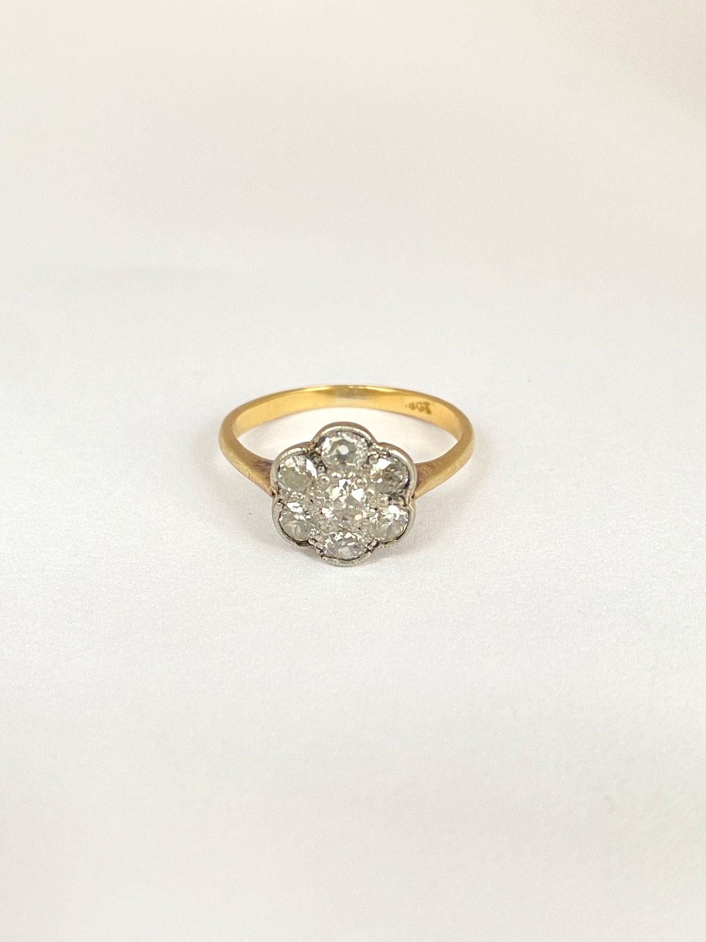 Edwardian, 18ct Gold Diamond Cluster /Daisy Ring, Hallmarked 18ct Gold