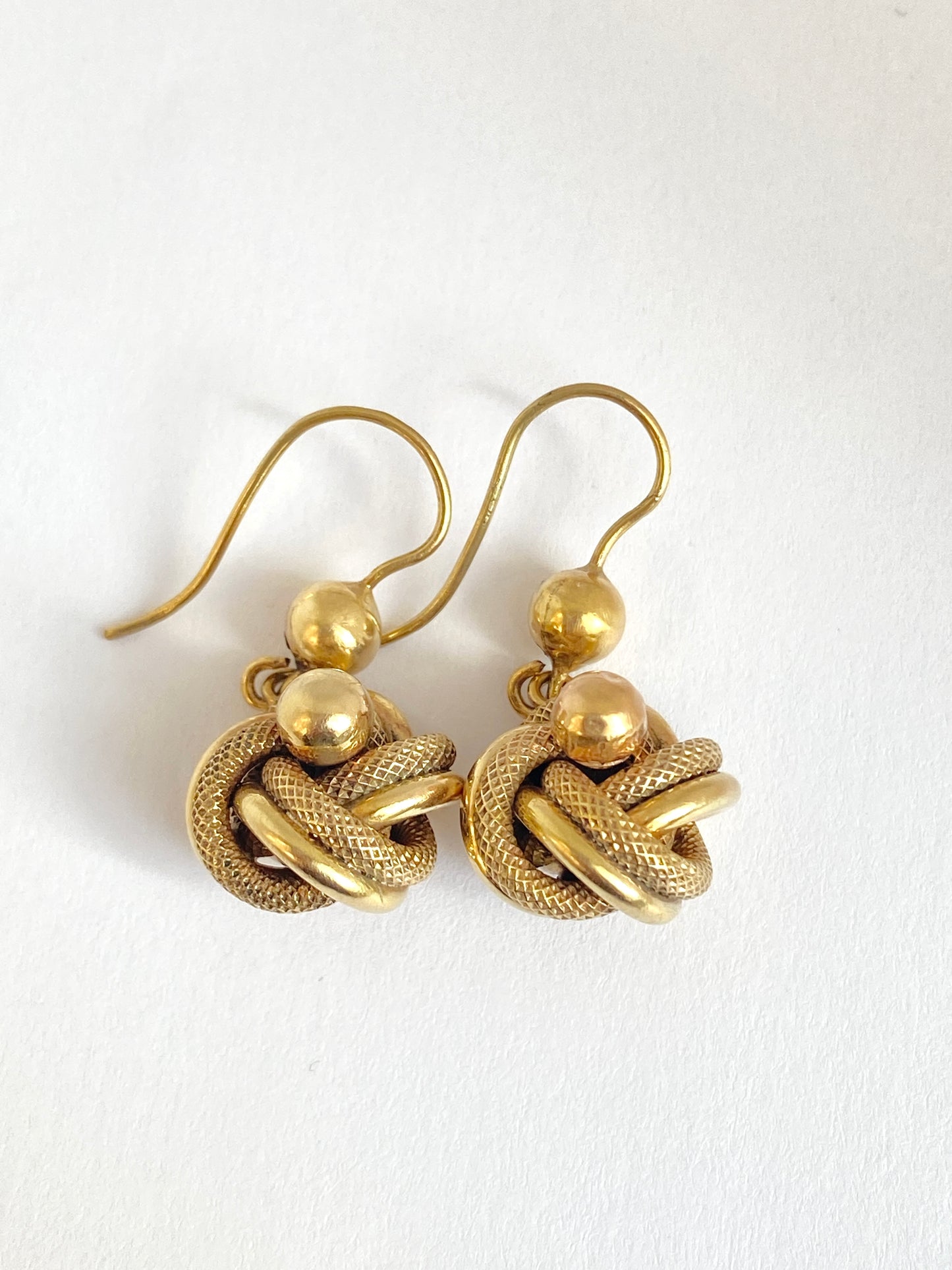 Vintage 9ct Gold, Lovers Knot Dangle Earrings