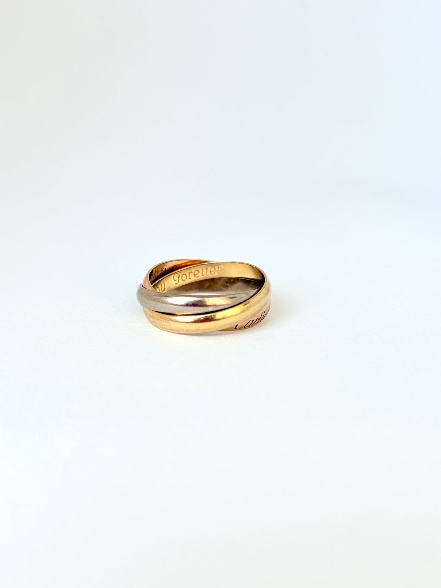 Classic, 18ct Gold Cartier, Three Tone Trinity Ring. Size 51, 5g