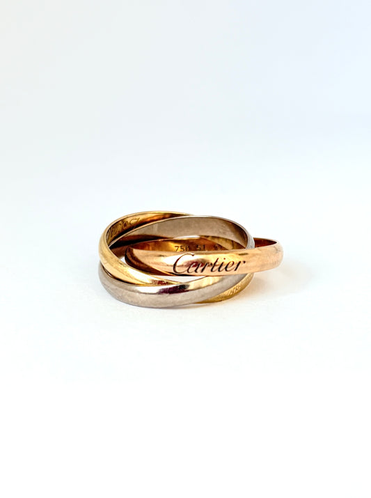 Classic, 18ct Gold Cartier, Three Tone Trinity Ring. Size 51, 5g