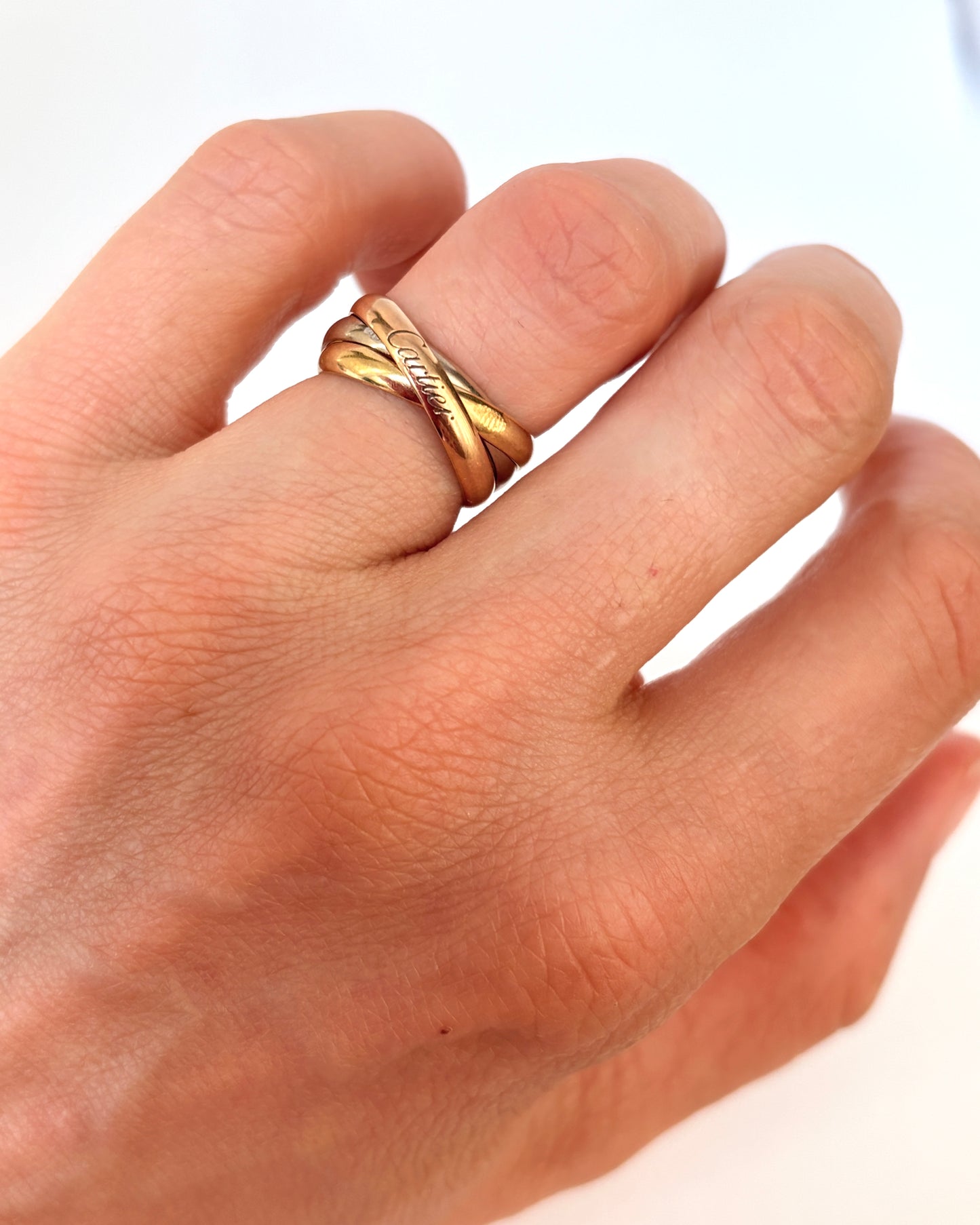 Classic, 18ct Gold Cartier, Three Tone Trinity Ring. Size 51, 5g
