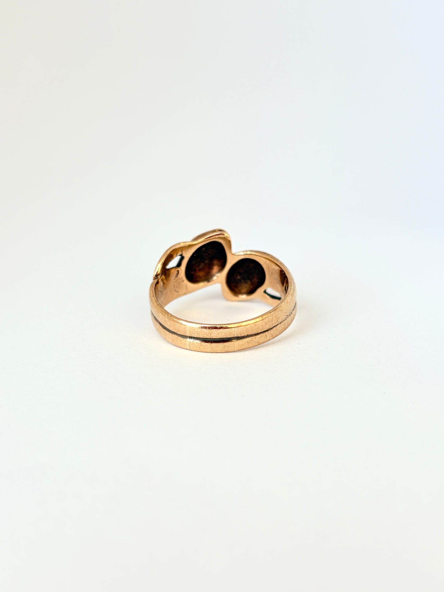 9ct Gold vintage Double Snake Ring, Hallmarked 9ct Gold, London and 1963