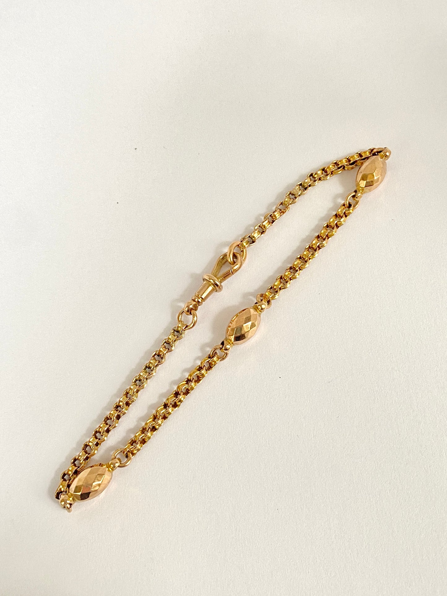 Antique, 8 inch, 9ct Gold Mixed Link Bracelet (4g)