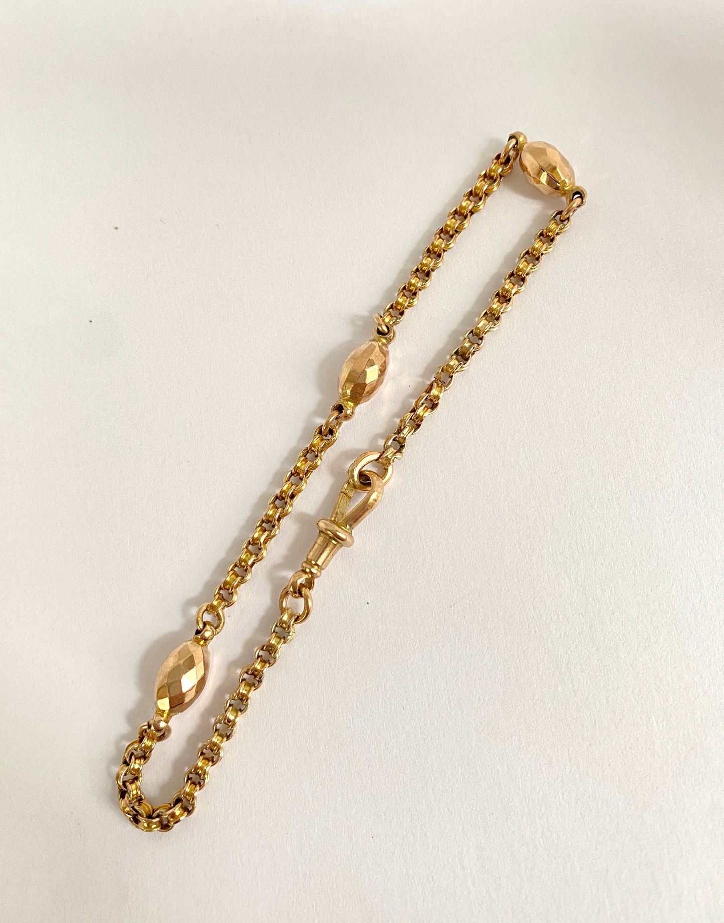 Antique, 8 inch, 9ct Gold Mixed Link Bracelet (4g)