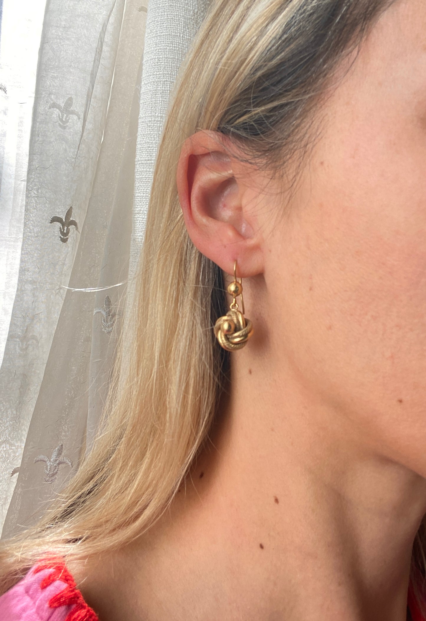 Vintage 9ct Gold, Lovers Knot Dangle Earrings