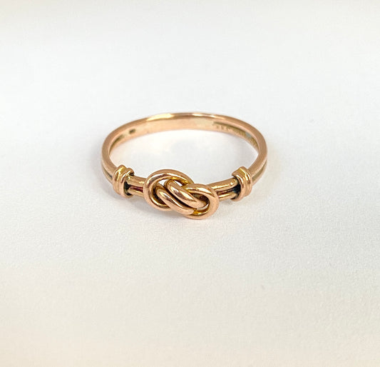 Antique, 9ct Gold Lovers Knot Ring, Hallmarked 9ct Gold, Birmingham 1897