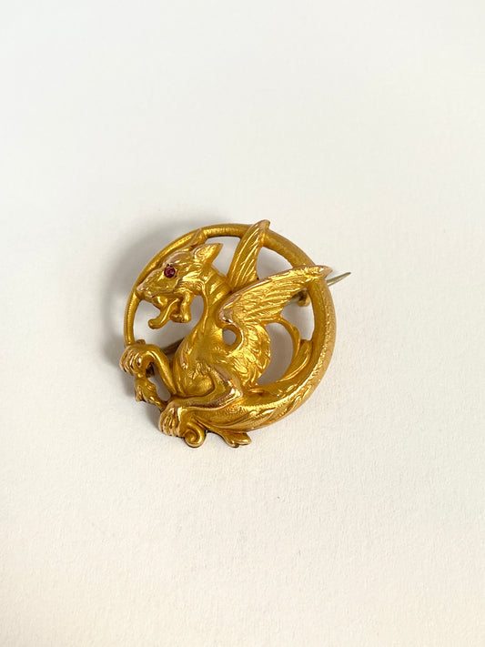 French, 18ct Gold, FIX, Dragon Brooch