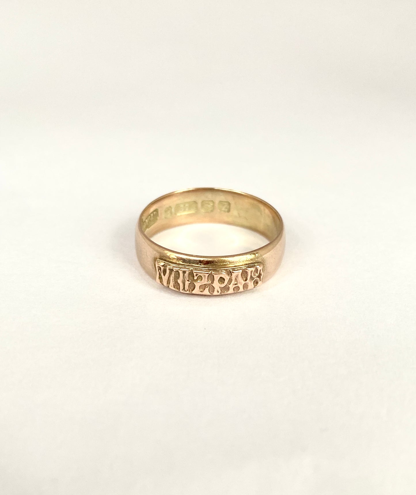 9ct Gold Antique Mizpah Ring, Hallmarked, Birmingham 9ct Gold, 1924