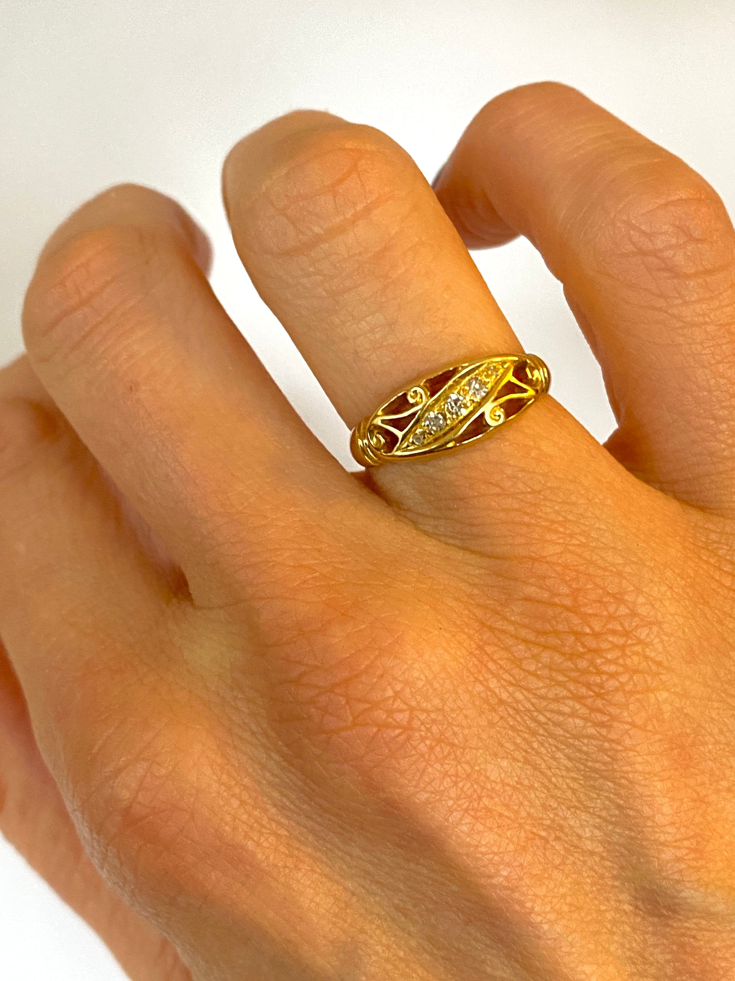 Antique, Edwardian, Diamond Ring, Hallmarked, 18ct Gold, Chester, 1919