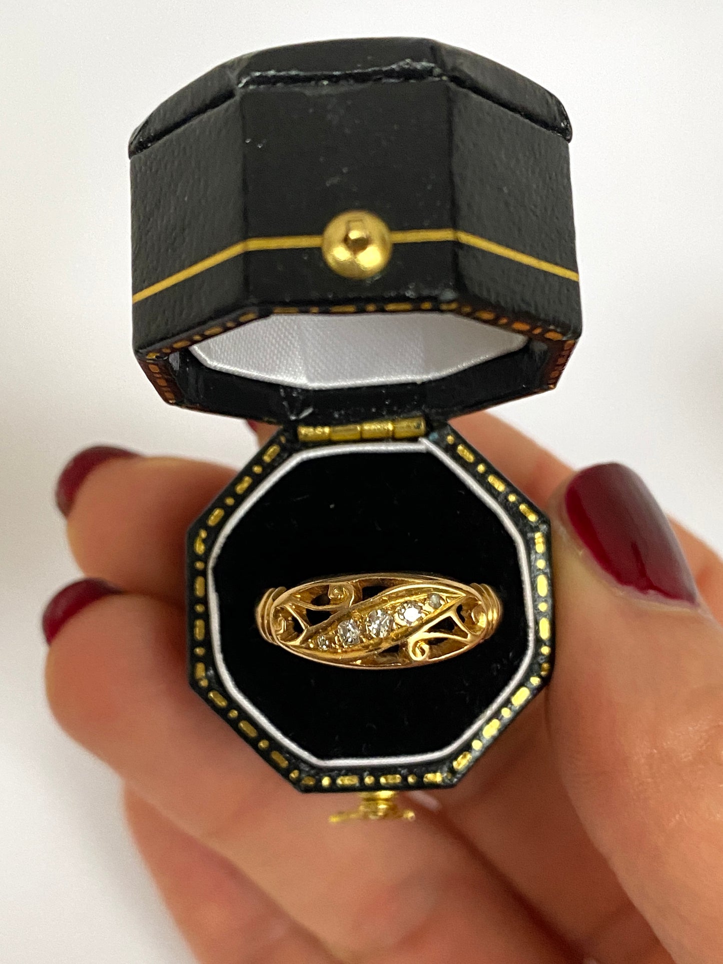 Antique, Edwardian, Diamond Ring, Hallmarked, 18ct Gold, Chester, 1919