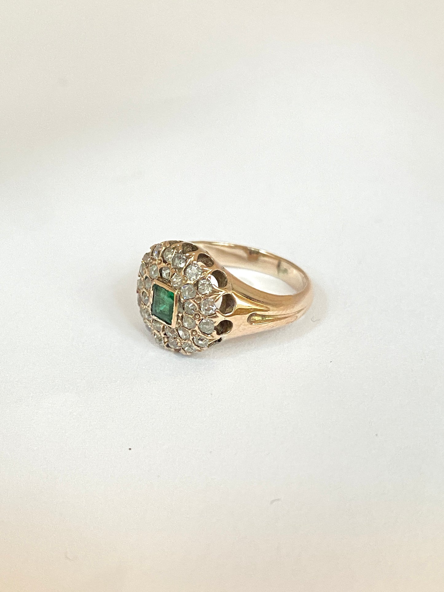 Vintage, 15ct Gold, Emerald and Diamond Engagement Ring