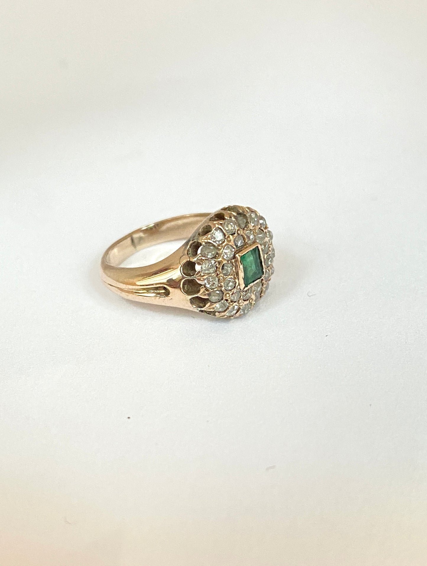 Vintage, 15ct Gold, Emerald and Diamond Engagement Ring