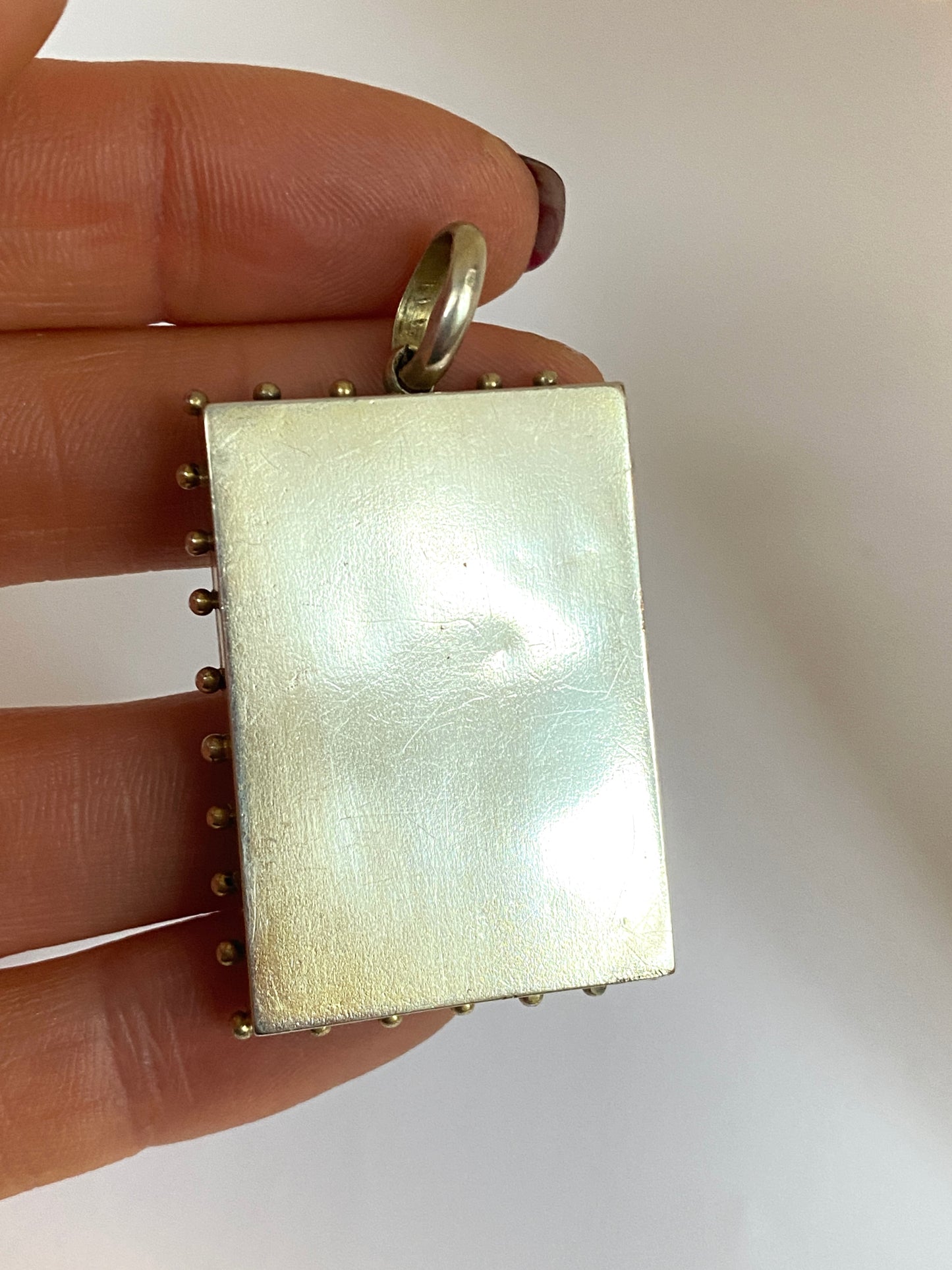 Victorian, Solid Silver and gold gilt, Rectangle Aesthetic Movement Sweetheart Bird locket