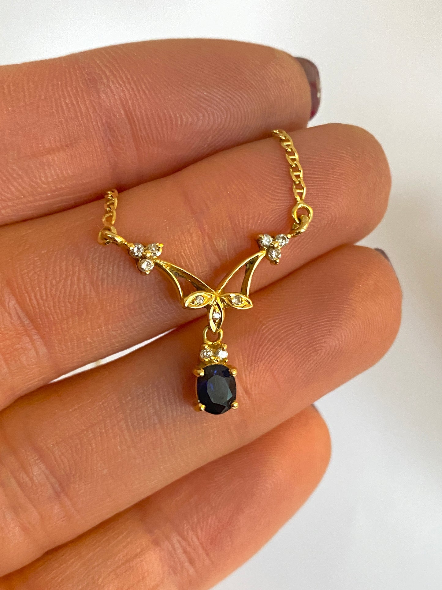 Vintage, 18ct Gold, 16 inch Sapphire /Diamond Necklace