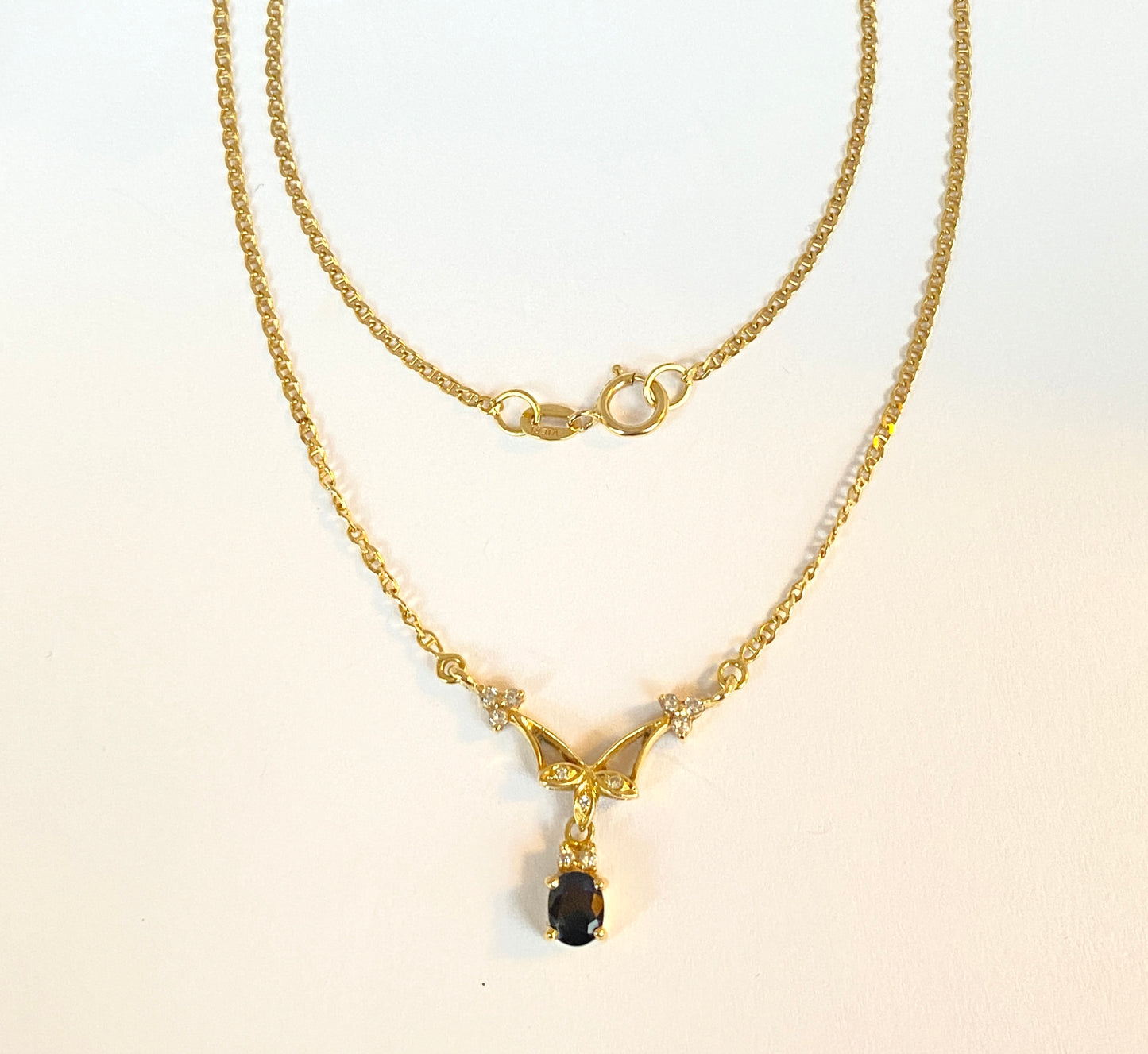 Vintage, 18ct Gold, 16 inch Sapphire /Diamond Necklace