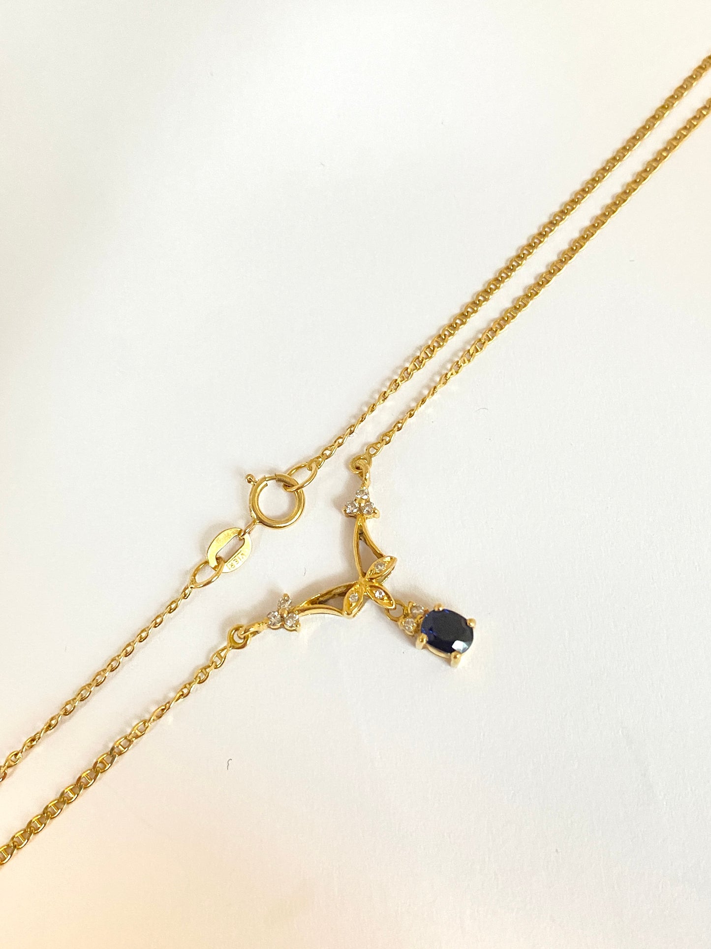 Vintage, 18ct Gold, 16 inch Sapphire /Diamond Necklace