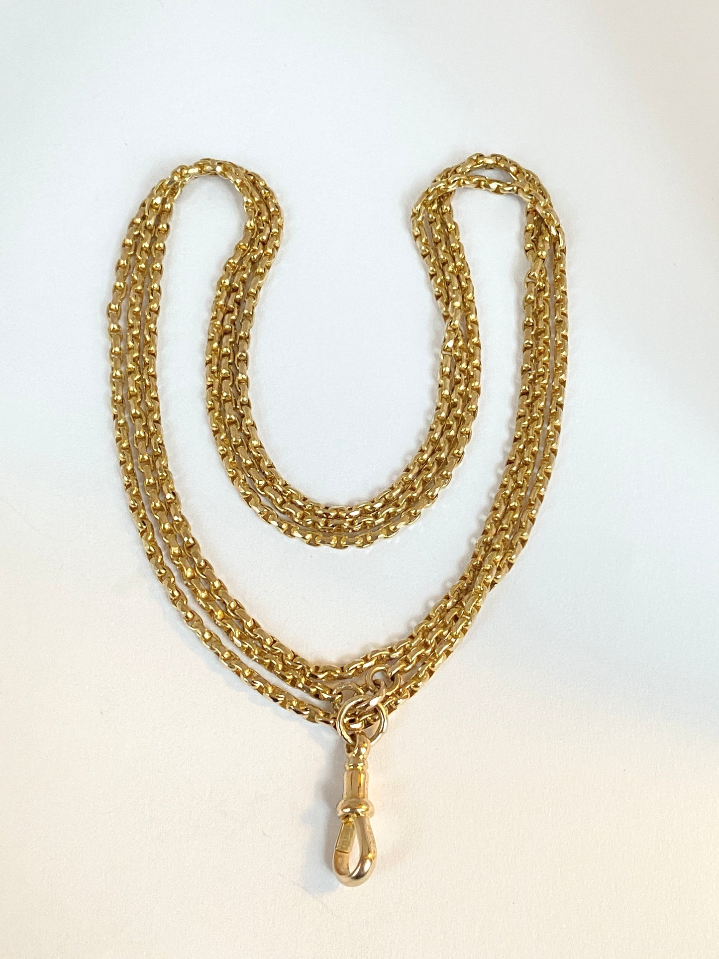 Heavy, Antique, 15ct Gold Victorian Long Guard Chain, 41 inches, 19.16g