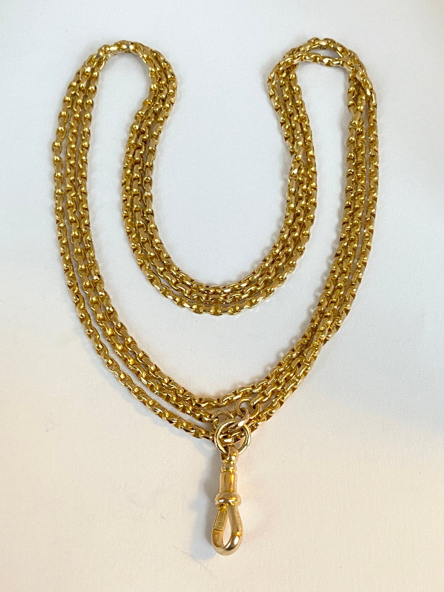Heavy, Antique, 15ct Gold Victorian Long Guard Chain, 41 inches, 19.16g