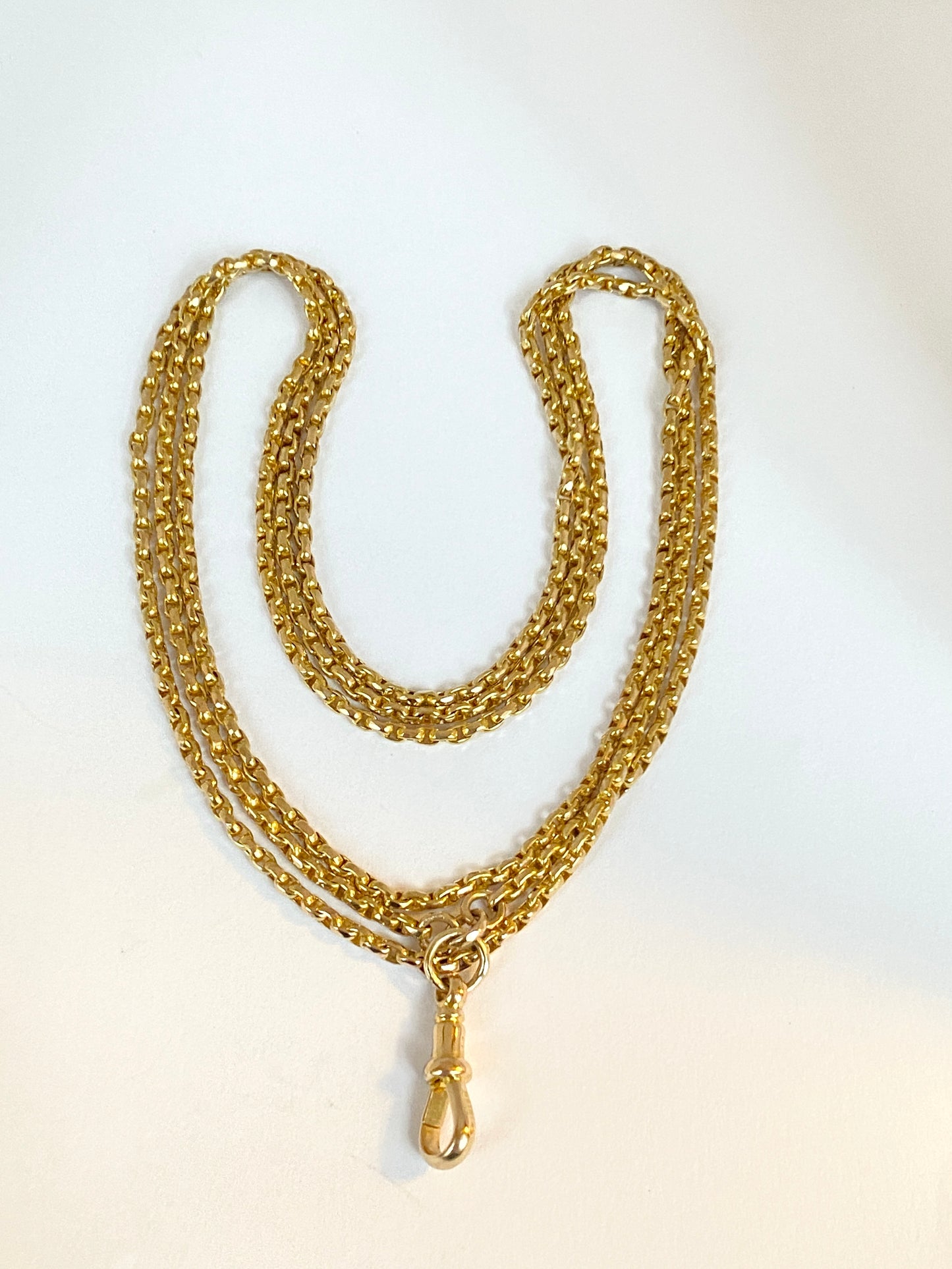 Heavy, Antique, 15ct Gold Victorian Long Guard Chain, 41 inches, 19.16g
