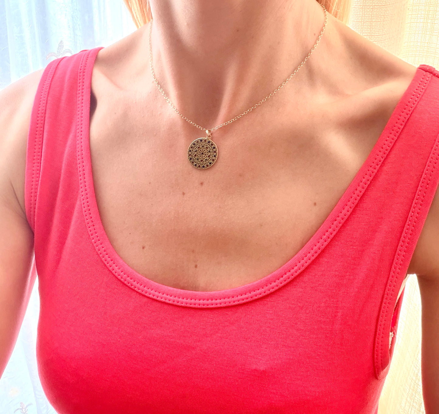 Rare, Vintage, French 18ct Gold, 'Plique a jour'  Enamel Pendant / Medal