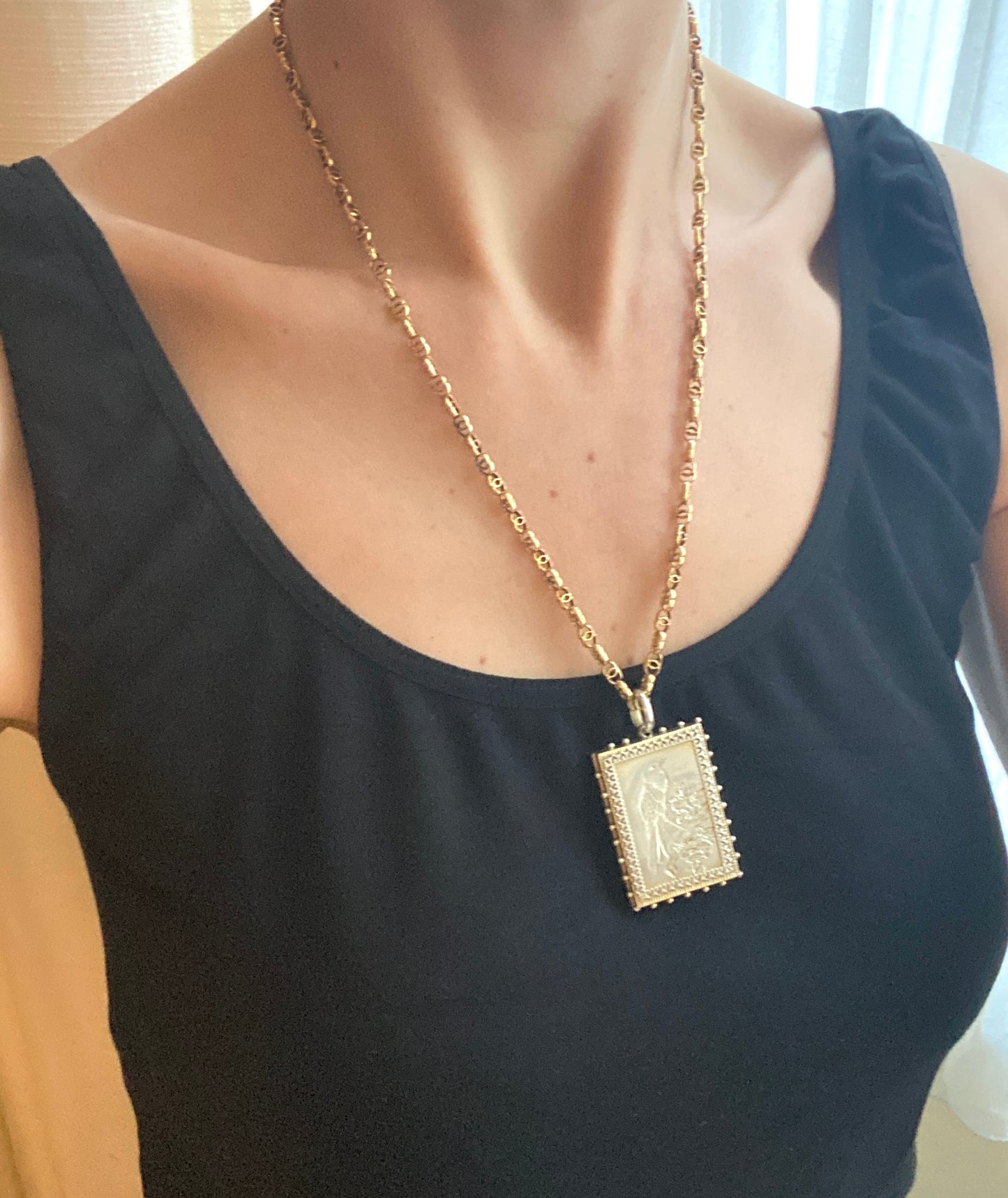 Victorian, Solid Silver and gold gilt, Rectangle Aesthetic Movement Sweetheart Bird locket