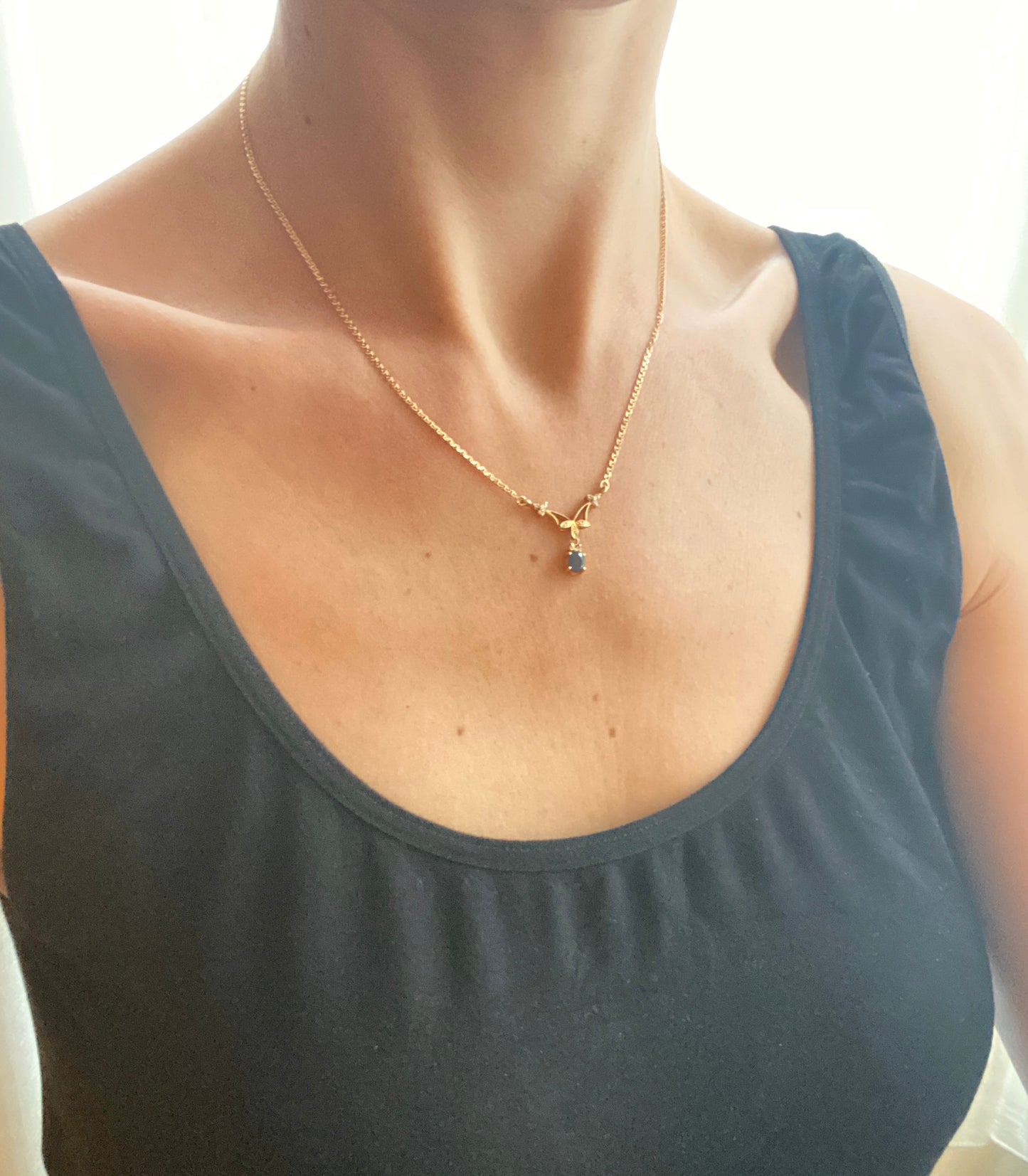 Vintage, 18ct Gold, 16 inch Sapphire /Diamond Necklace