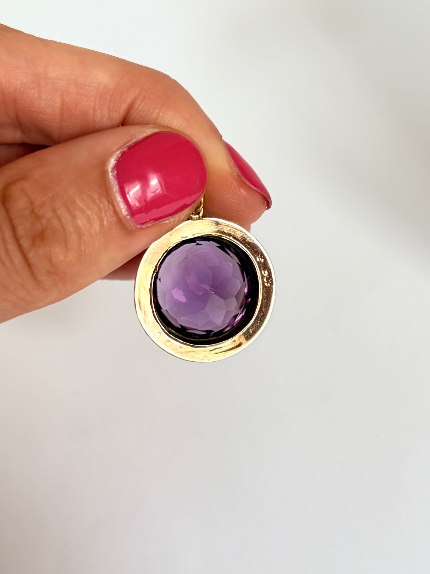 Victorian 9ct Gold, Amethyst and Seed Pearl Cluster Pendant