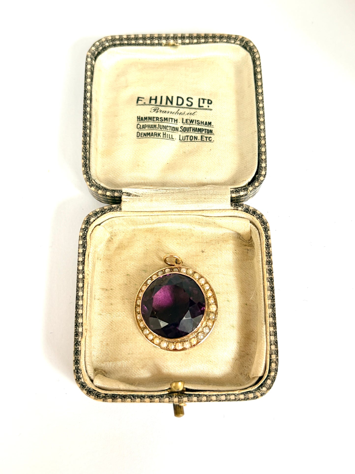 Victorian 9ct Gold, Amethyst and Seed Pearl Cluster Pendant