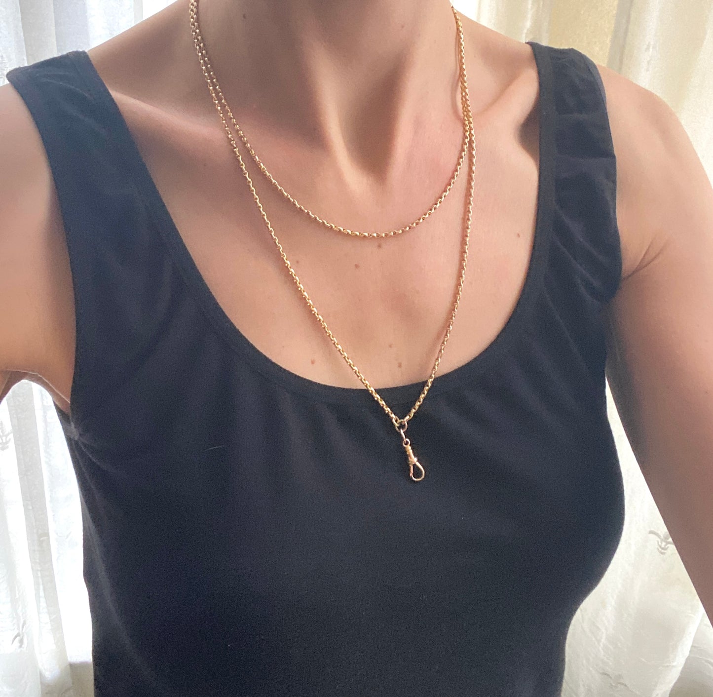 Heavy, Antique, 15ct Gold Victorian Long Guard Chain, 41 inches, 19.16g