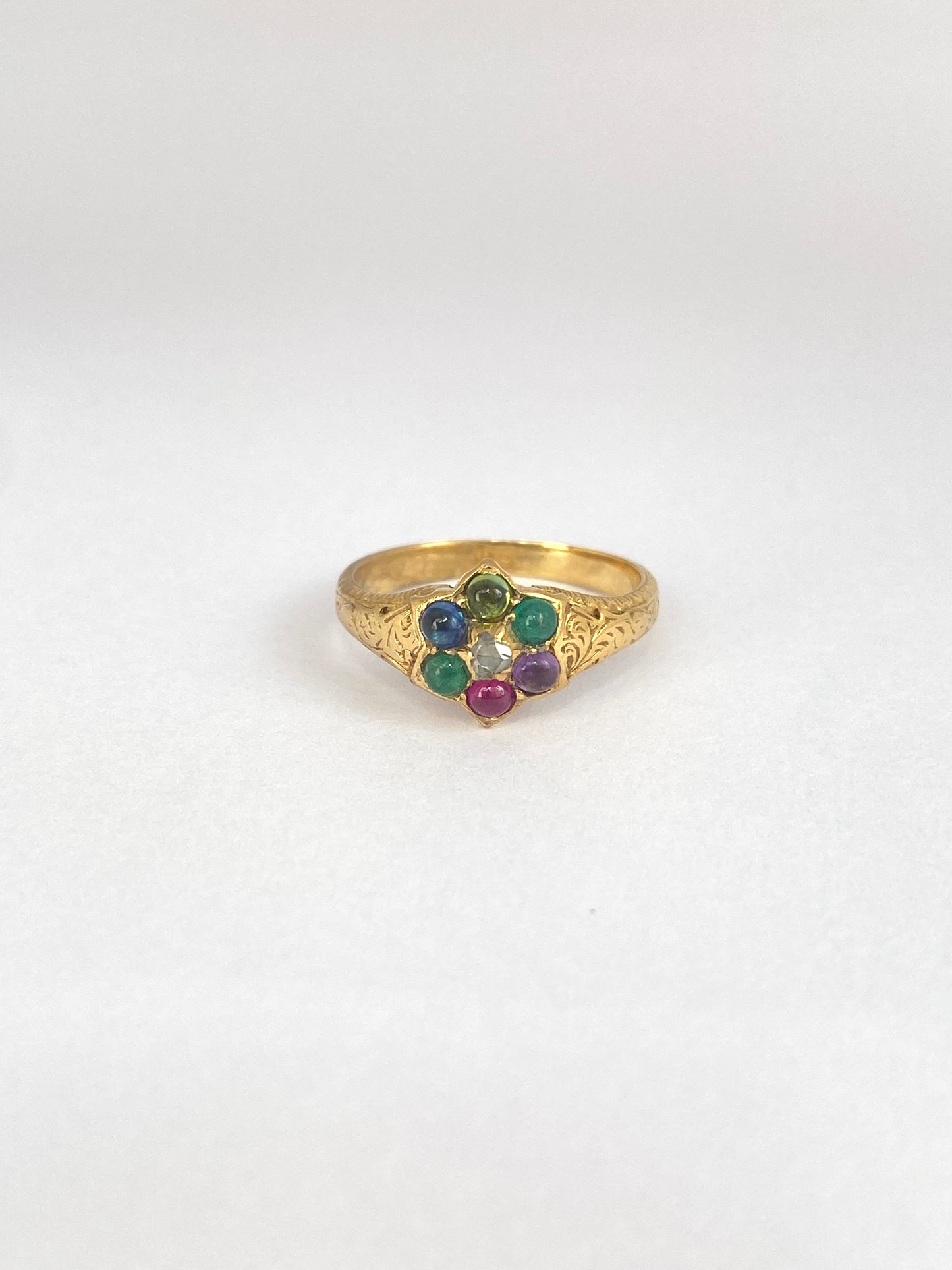 Antique, 18ct Gold, Victorian, DEAREST Acrostic Multi Gem Ring