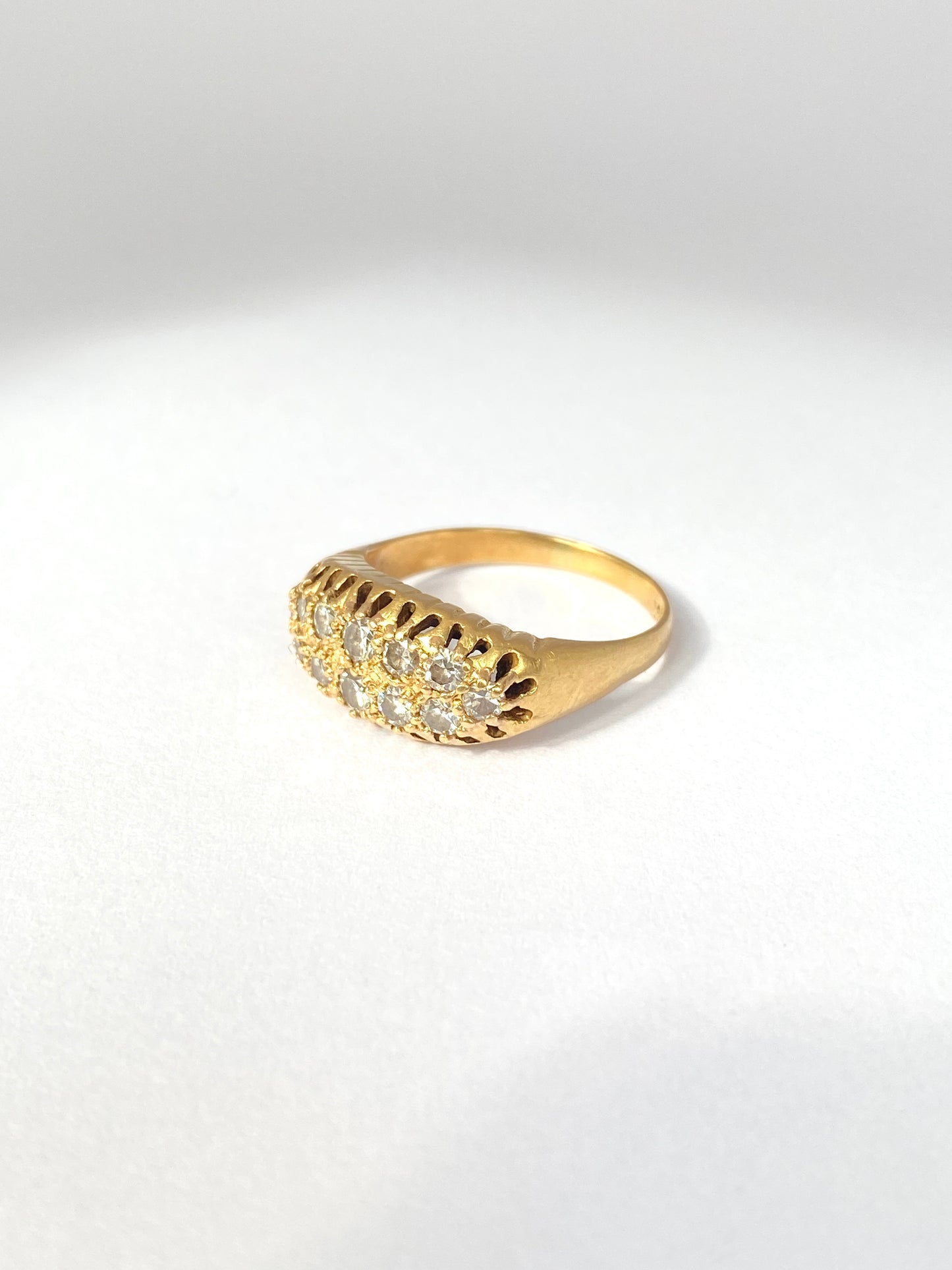 Antique, Edwardian, 18ct Gold Double Row Diamond  Ring, Hallmarked for 18ct Gold,  5.19g