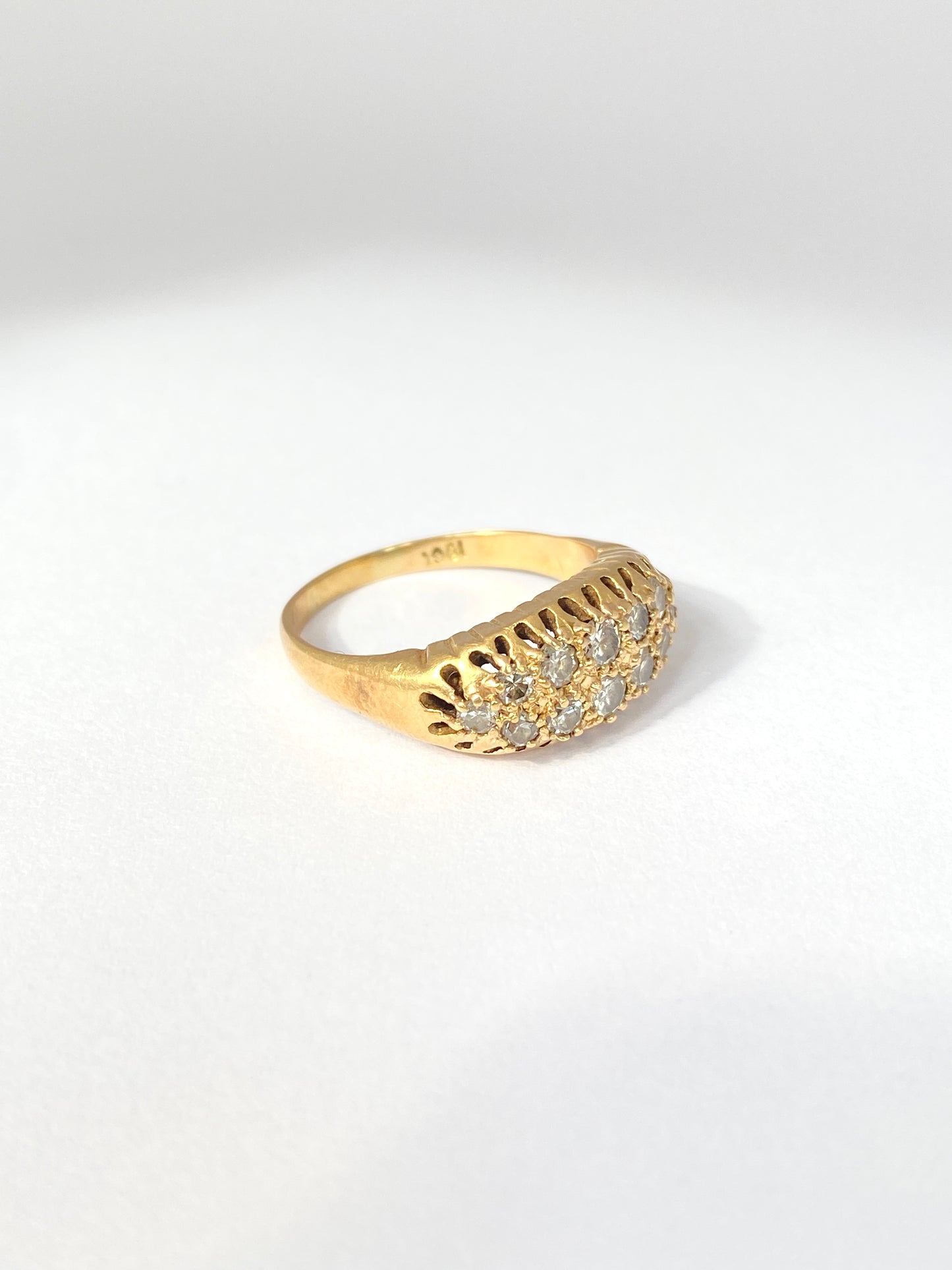 Antique, Edwardian, 18ct Gold Double Row Diamond  Ring, Hallmarked for 18ct Gold,  5.19g