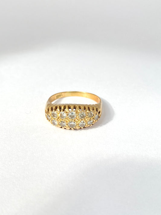 Antique, Edwardian, 18ct Gold Double Row Diamond  Ring, Hallmarked for 18ct Gold,  5.19g