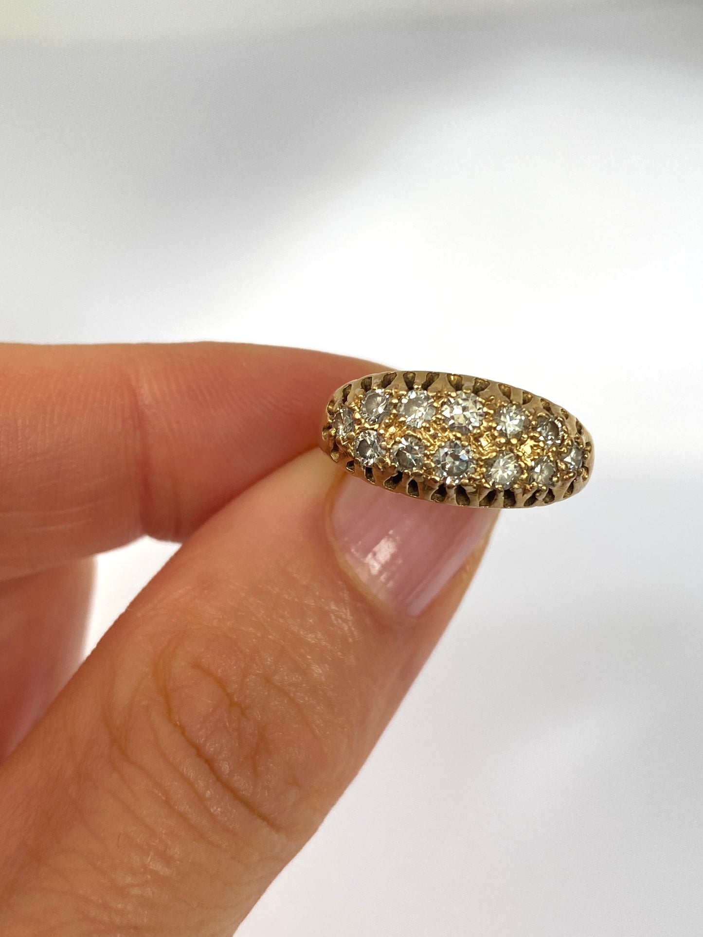 Antique, Edwardian, 18ct Gold Double Row Diamond  Ring, Hallmarked for 18ct Gold,  5.19g