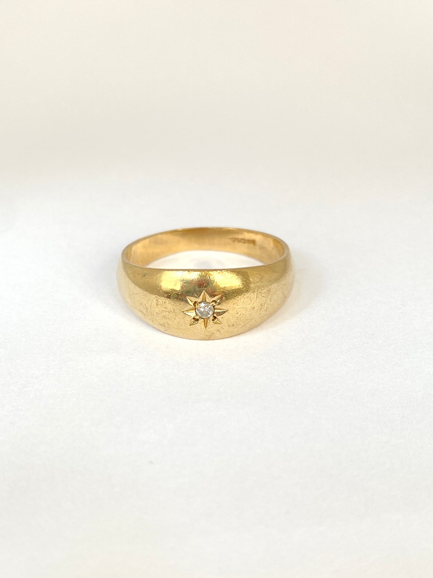 Antique, Starburst Solitaire Ring, Hallmarked 9ct Gold, London