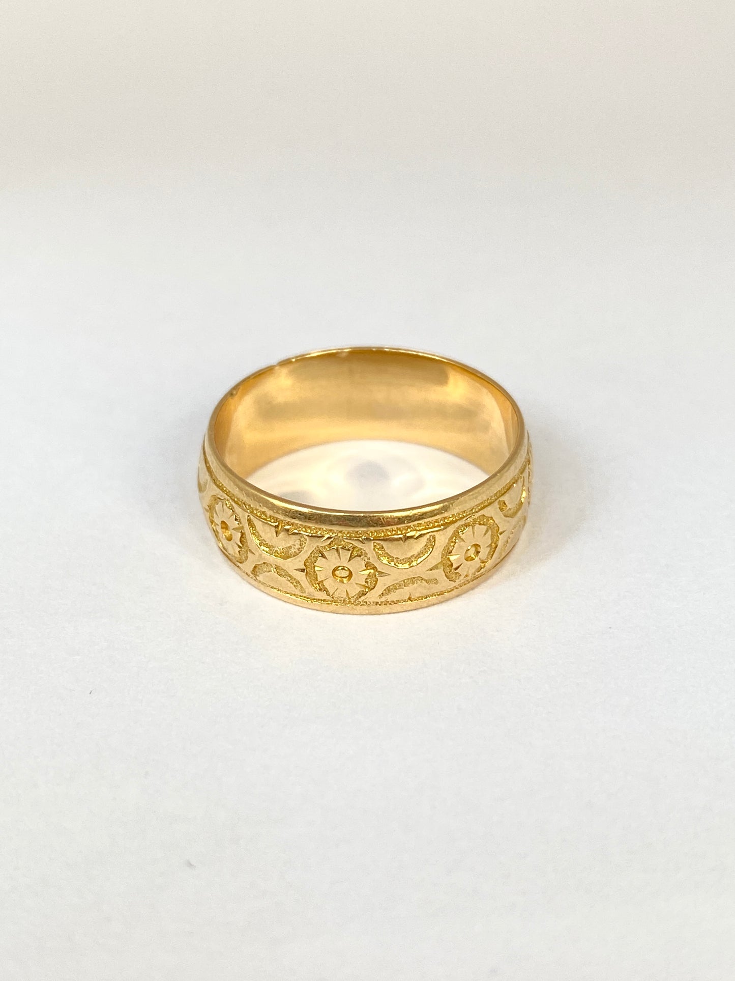 Antique, Victorian, 18ct Gold, Engraved (Orange Blossom) Wedding /Stacking Band, Hallmarked, 18ct Gold, Birmingham