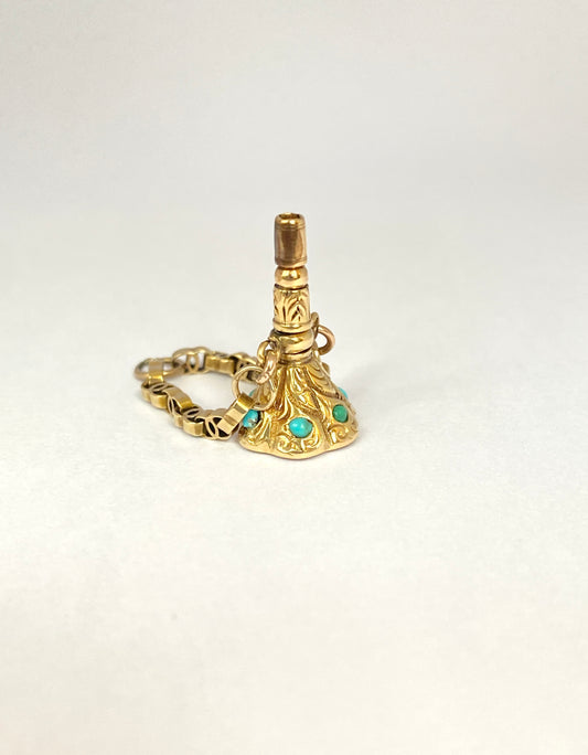 Victorian 15ct Gold Watch Key /Seal Pendant (Forget me not)