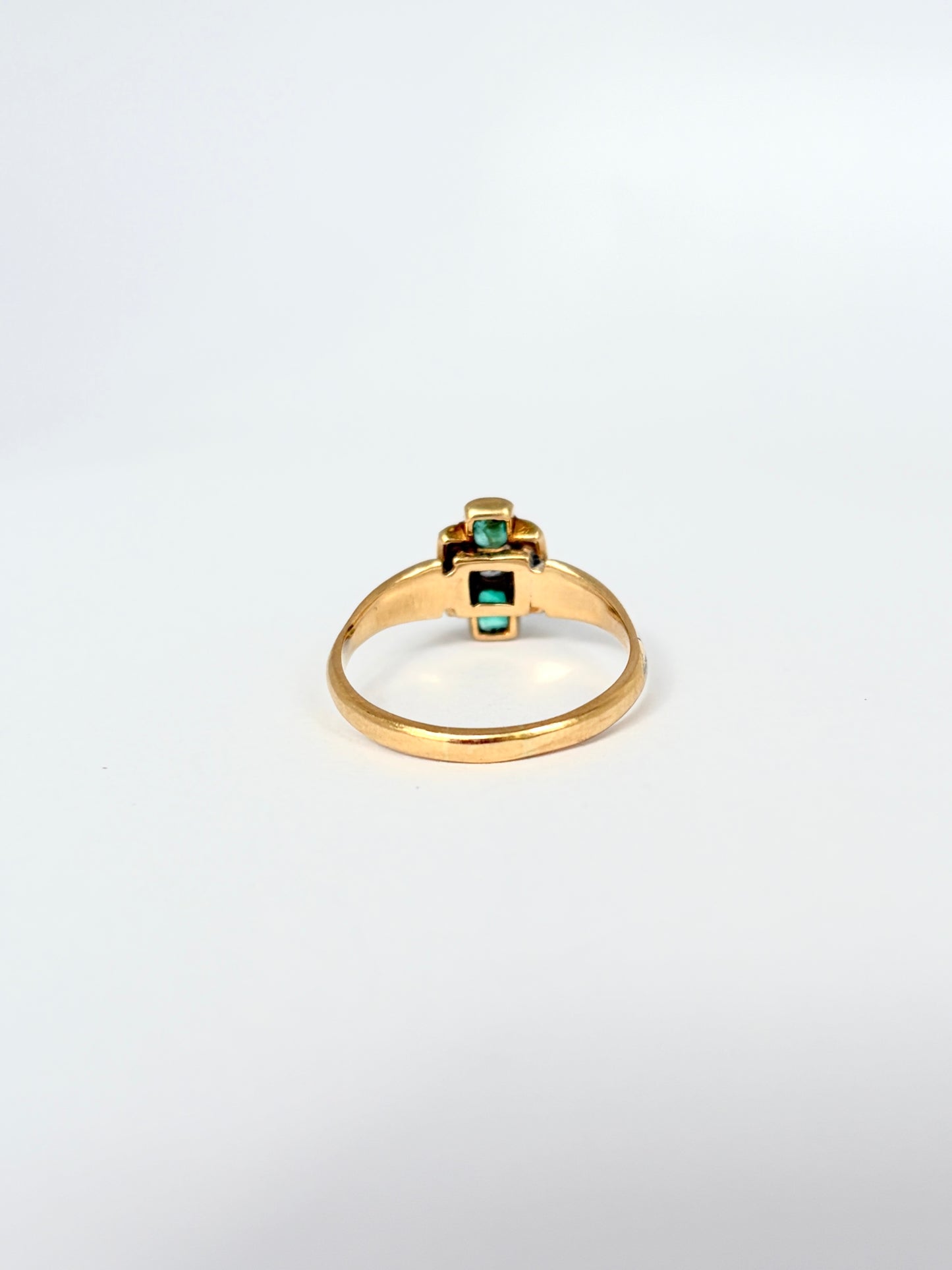 Victorian, 18ct Gold, Emerald and Diamond Engagement Ring