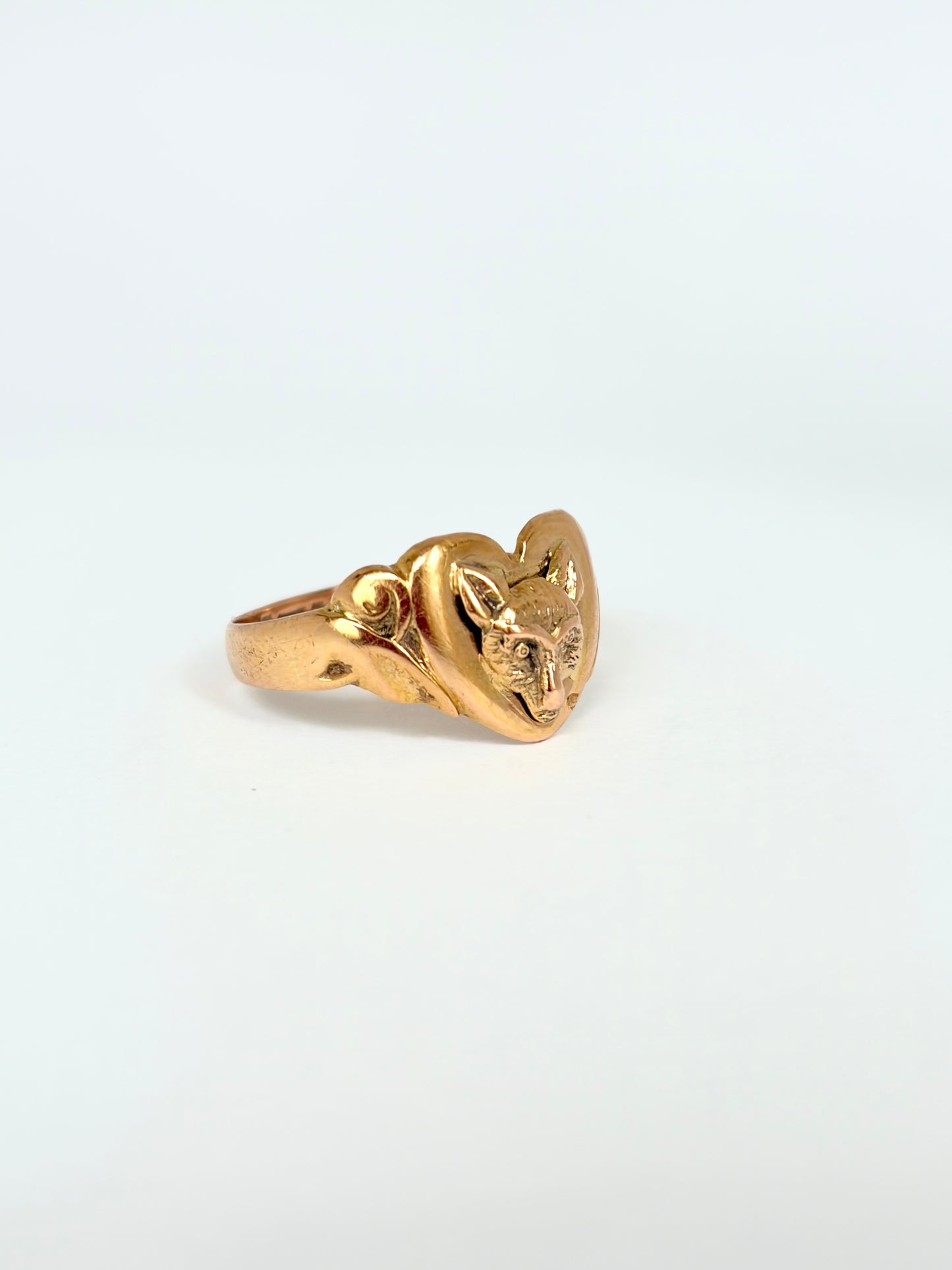 9ct Gold, Vintage, Fox Heart Ring, Hallmarked, Chester 1917