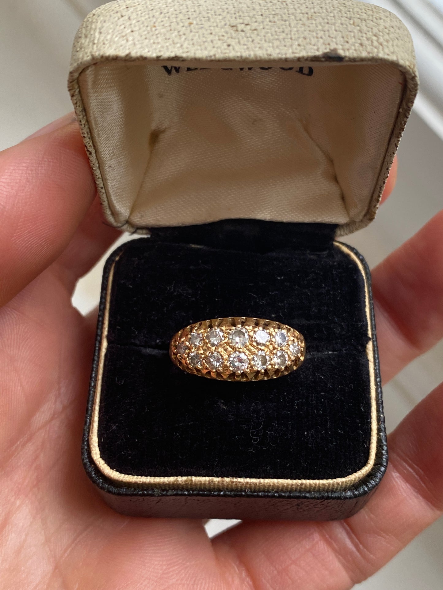 Antique, Edwardian, 18ct Gold Double Row Diamond  Ring, Hallmarked for 18ct Gold,  5.19g