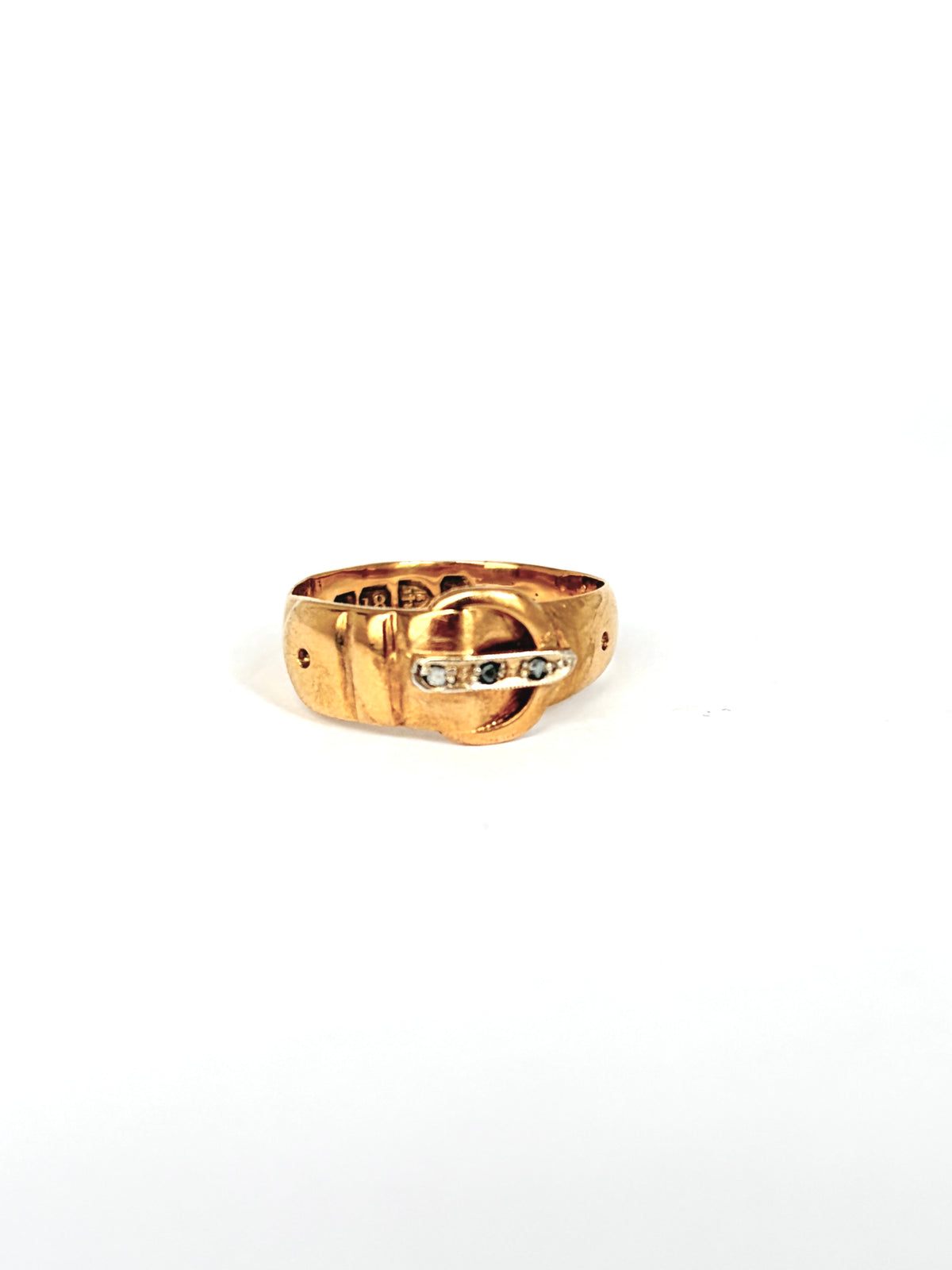 Antique, 18 Gold, Diamond Buckle Ring, Hallmarked for Chester, 1896