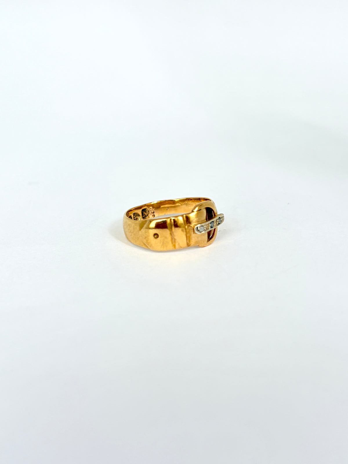 Antique, 18 Gold, Diamond Buckle Ring, Hallmarked for Chester, 1896