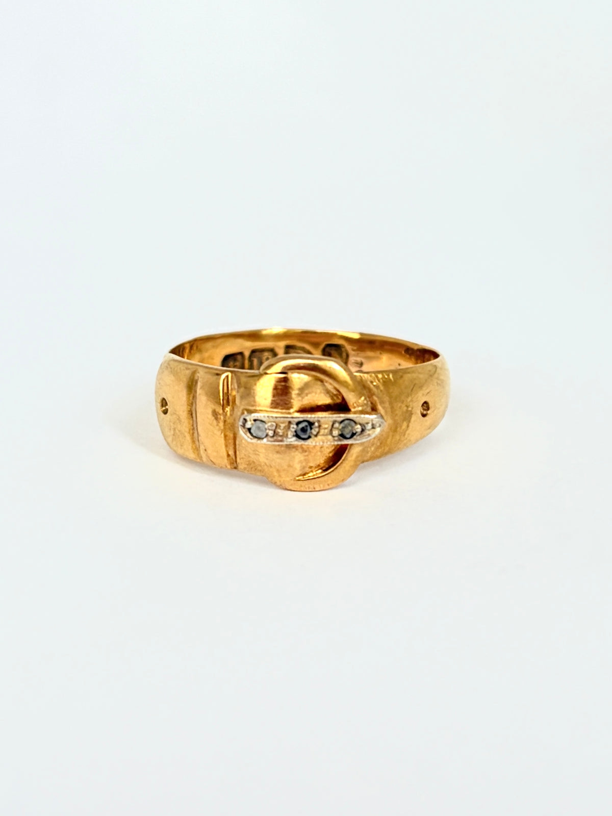 Antique, 18 Gold, Diamond Buckle Ring, Hallmarked for Chester, 1896